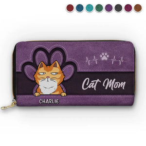 Portefeuille long en cuir personnalisé « Happy Being Fur Mom » pour chien et chat – Cadeau pour propriétaires et amoureux des animaux