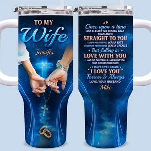 Il était une fois - Gobelet personnalisé en acier inoxydable de 113 ml avec poignée pour couple - Cadeau pour mari et femme, anniversaire