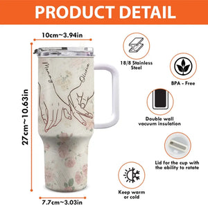 L'amour entre une mère et sa fille - Gobelet personnalisé en acier inoxydable de 1 134 ml avec poignée - Cadeau pour maman