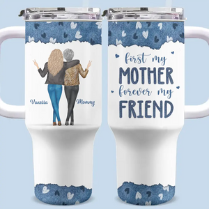 Première fille, toujours mon amie ! Gobelet personnalisé en acier inoxydable de 1 134 ml avec poignée, cadeau pour maman et fille