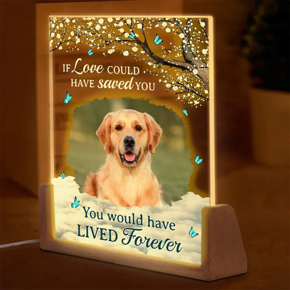 Photo personnalisée que vous auriez vécue pour toujours - Veilleuse LED 3D en noyer personnalisée et personnalisée - Cadeau de condoléances pour les propriétaires et les amoureux des animaux