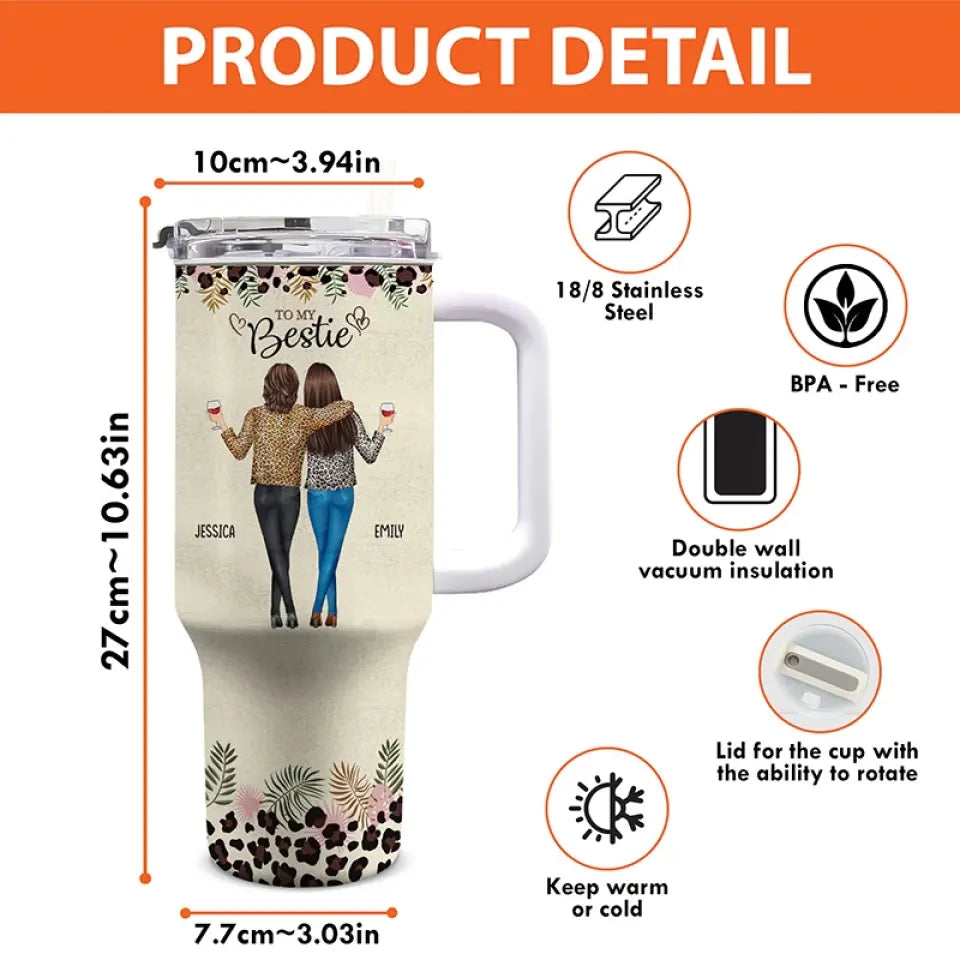 Soyez toujours la sœur de mon âme - Gobelet personnalisé en acier inoxydable de 113 ml avec poignée - Cadeau pour meilleures amies, meilleures amies et sœurs
