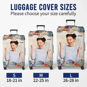 Housse de bagage personnalisée avec photo « Le ciel vous appelle » - Cadeau de vacances, cadeau pour les amoureux du voyage d'aventure