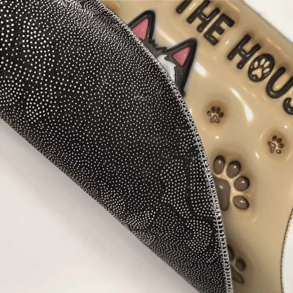 Tapis décoratif personnalisé avec motif de chien « We Rule The House » en 3D, effet gonflable, imprimé, décoration d'intérieur - Cadeau de pendaison de crémaillère pour les propriétaires et les amoureux des animaux