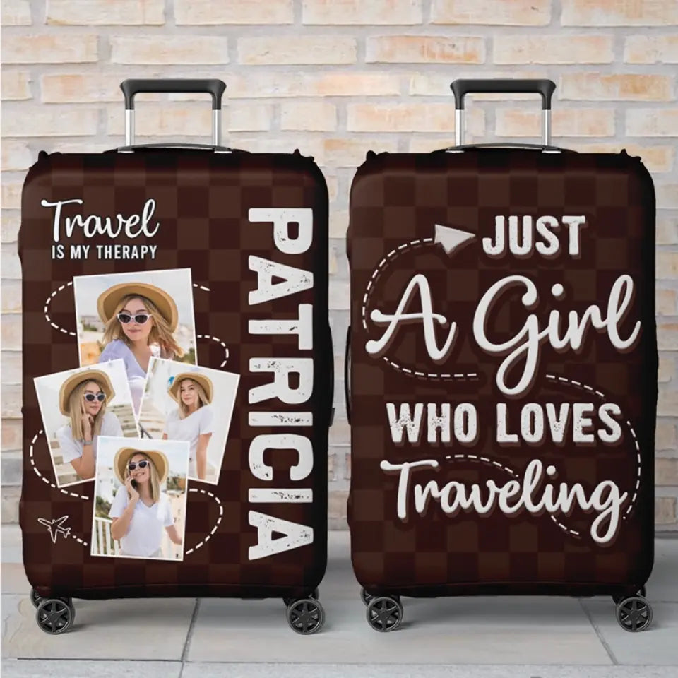 Housse de bagage personnalisée avec photo « Alors l'aventure commence » - Cadeau de vacances, cadeau pour les amoureux du voyage d'aventure