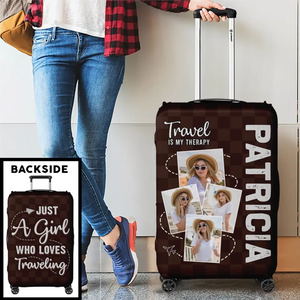 Housse de bagage personnalisée avec photo « Alors l'aventure commence » - Cadeau de vacances, cadeau pour les amoureux du voyage d'aventure