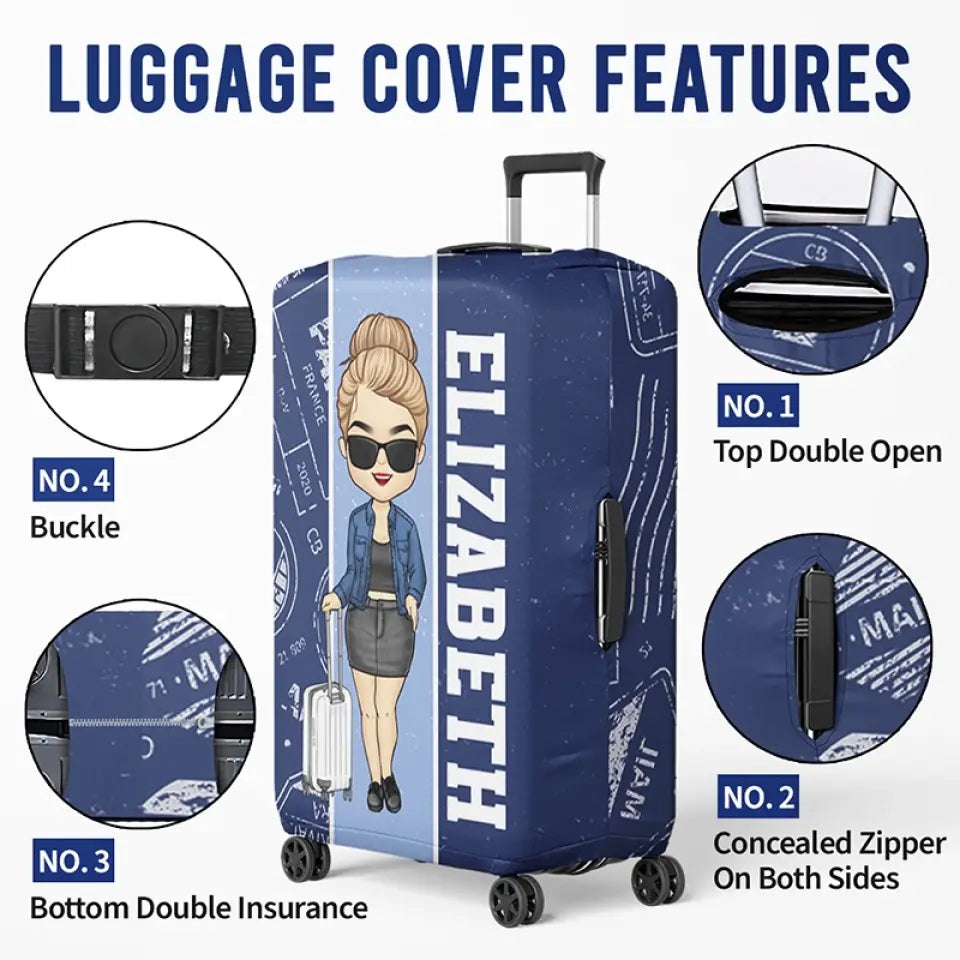 Voyagez assez loin, vous vous rencontrez - Housse de bagage personnalisée - Cadeau de vacances, cadeau pour les amateurs de voyages d'aventure