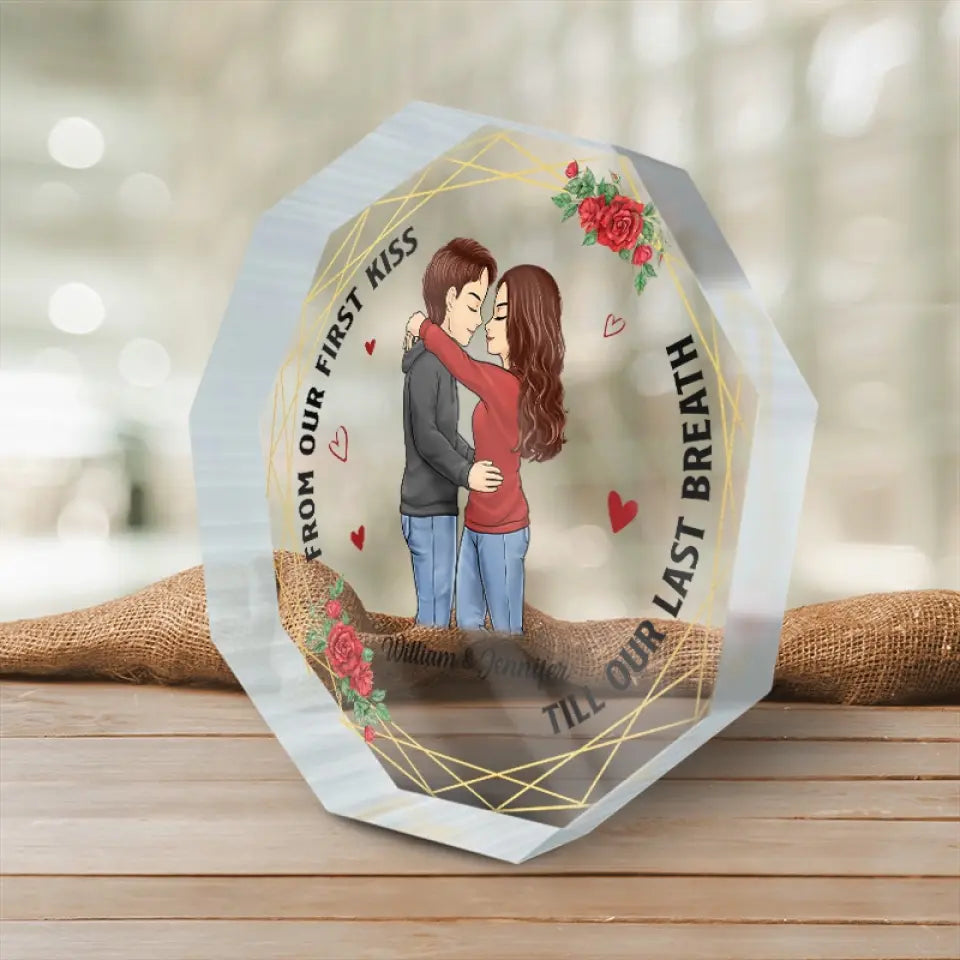 Que Dieu bénisse la route brisée ! Plaque acrylique personnalisée en forme de nonagone pour couple - Cadeau pour mari et femme, anniversaire