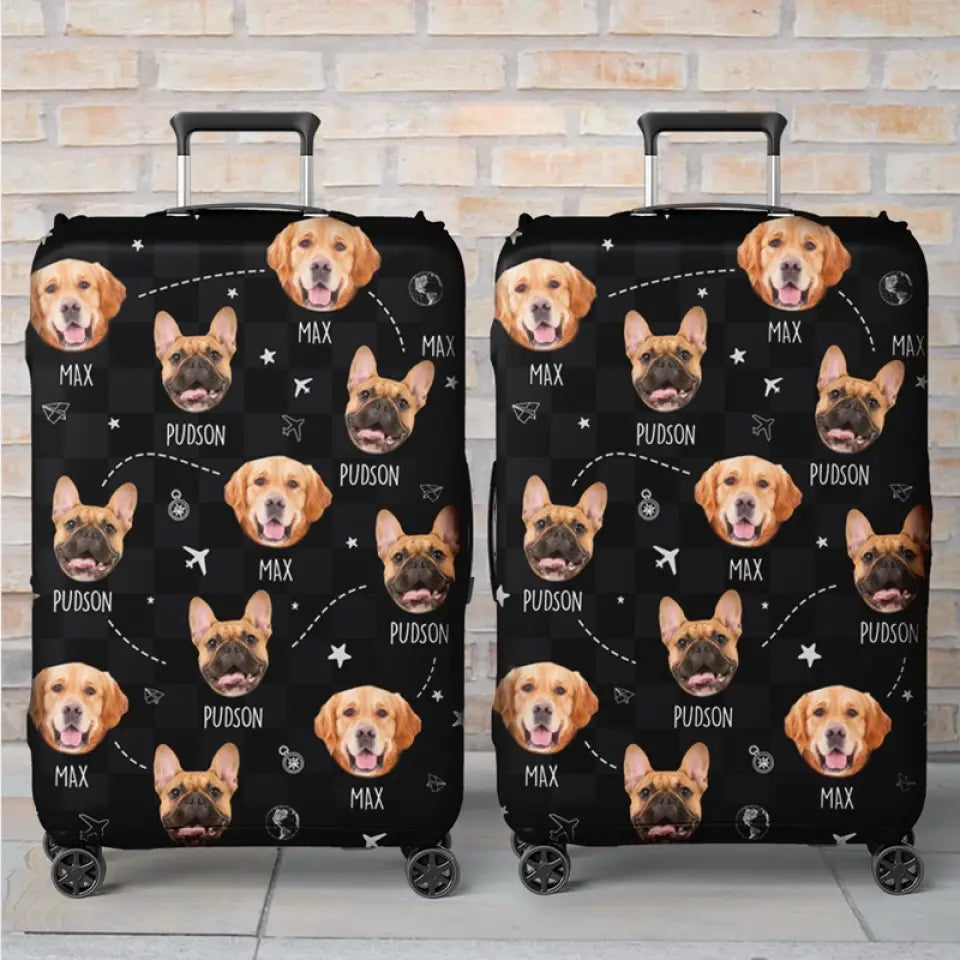 Housse de bagage personnalisée avec photo et fierté de votre ville natale - Cadeau idéal pour les vacances, les voyages d'aventure, les propriétaires d'animaux et les amoureux des animaux.
