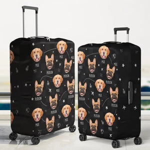 Housse de bagage personnalisée avec photo et fierté de votre ville natale - Cadeau idéal pour les vacances, les voyages d'aventure, les propriétaires d'animaux et les amoureux des animaux.