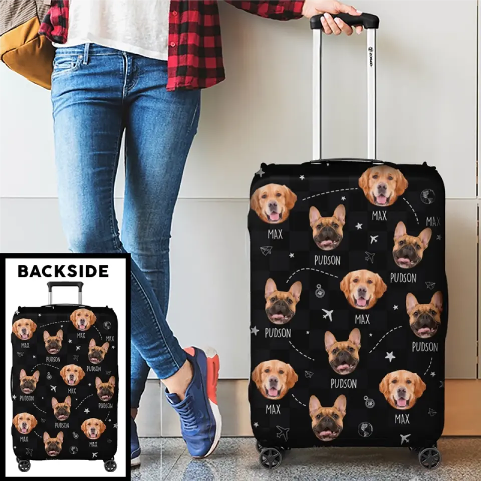 Housse de bagage personnalisée avec photo et fierté de votre ville natale - Cadeau idéal pour les vacances, les voyages d'aventure, les propriétaires d'animaux et les amoureux des animaux.