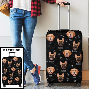 Housse de bagage personnalisée avec photo et fierté de votre ville natale - Cadeau idéal pour les vacances, les voyages d'aventure, les propriétaires d'animaux et les amoureux des animaux.