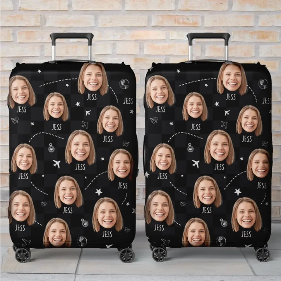 Housse de bagage personnalisée avec photo : prenez toujours la route panoramique ! Cadeau de voyage idéal pour les vacances et les voyages d'aventure.