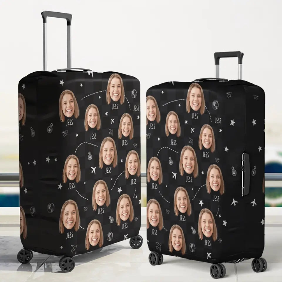 Housse de bagage personnalisée avec photo : prenez toujours la route panoramique ! Cadeau de voyage idéal pour les vacances et les voyages d'aventure.