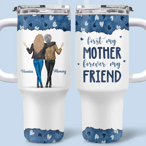 Première fille, toujours mon amie ! Gobelet personnalisé en acier inoxydable de 1 134 ml avec poignée, cadeau pour maman et fille