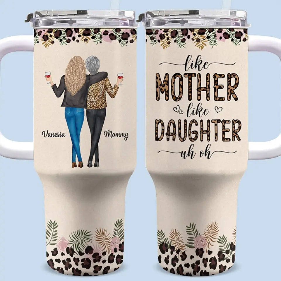 Une maman est la première amie de sa fille - Gobelet personnalisé en acier inoxydable de 113 ml avec poignée - Cadeau pour maman et fille