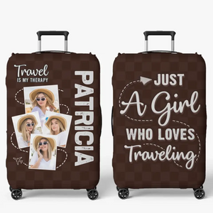 Housse de bagage personnalisée avec photo « Alors l'aventure commence » - Cadeau de vacances, cadeau pour les amoureux du voyage d'aventure