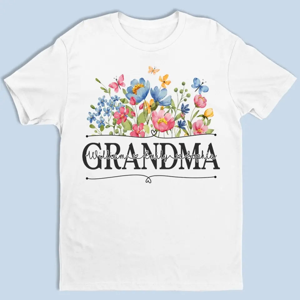 Jardin fleuri pour grand-mère - T-shirt unisexe personnalisé, sweat à capuche, sweat-shirt - Fête des Mères, cadeau pour maman, grand-mère