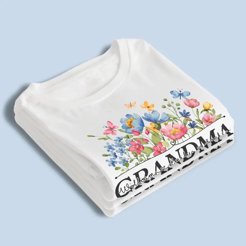 Jardin fleuri pour grand-mère - T-shirt unisexe personnalisé, sweat à capuche, sweat-shirt - Fête des Mères, cadeau pour maman, grand-mère