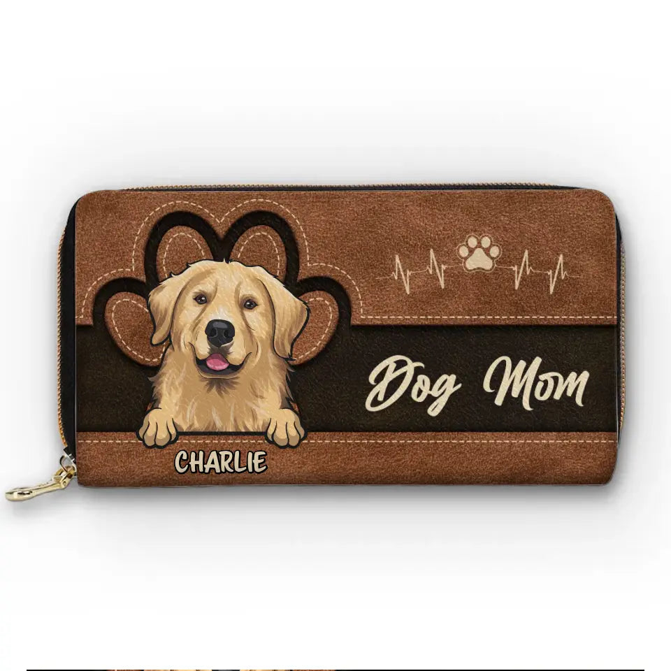 Mon compagnon à quatre pattes m'emmène avec lui - Portefeuille long en cuir personnalisé pour chien et chat - Cadeau pour les propriétaires et les amoureux des animaux