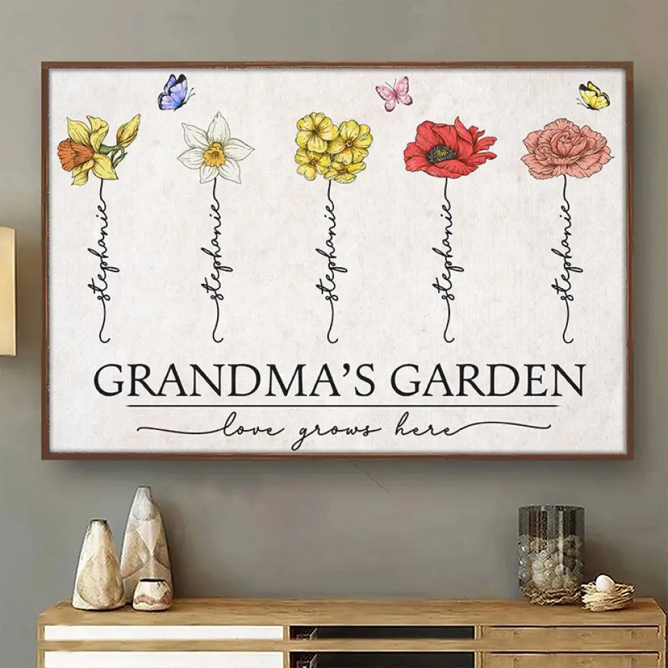 Une grand-mère, c'est l'amour qu'on ne se lasse jamais - Affiche horizontale personnalisée pour la famille - Fête des Mères, cadeau pour grand-mère