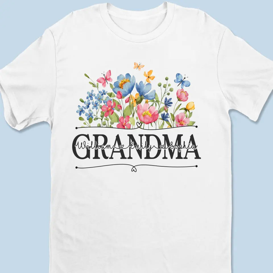Jardin fleuri pour grand-mère - T-shirt unisexe personnalisé, sweat à capuche, sweat-shirt - Fête des Mères, cadeau pour maman, grand-mère