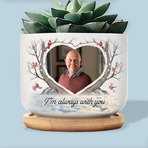 Photo personnalisée plantée pour célébrer une vie bien vécue - Pot de fleurs en céramique personnalisé pour décoration d'intérieur - Cadeau de condoléances pour les membres de la famille