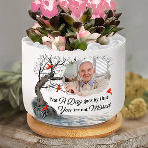 Photo personnalisée : pas un jour ne passe sans que vous ne nous manquiez ! Pot de fleurs en céramique personnalisé pour décoration d'intérieur - Cadeau de condoléances pour les membres de la famille