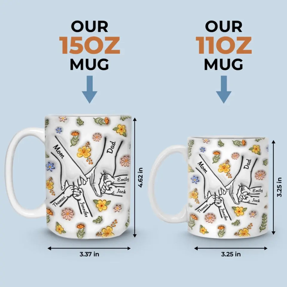 Une famille est un symbole d'amour - Mug personnalisé avec effet gonflé 3D - Cadeau pour les membres de la famille