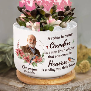 Photo personnalisée Ces fleurs fleurissent comme un symbole de vie - Pot de fleurs en céramique personnalisé pour décoration d'intérieur - Cadeau de condoléances pour les membres de la famille