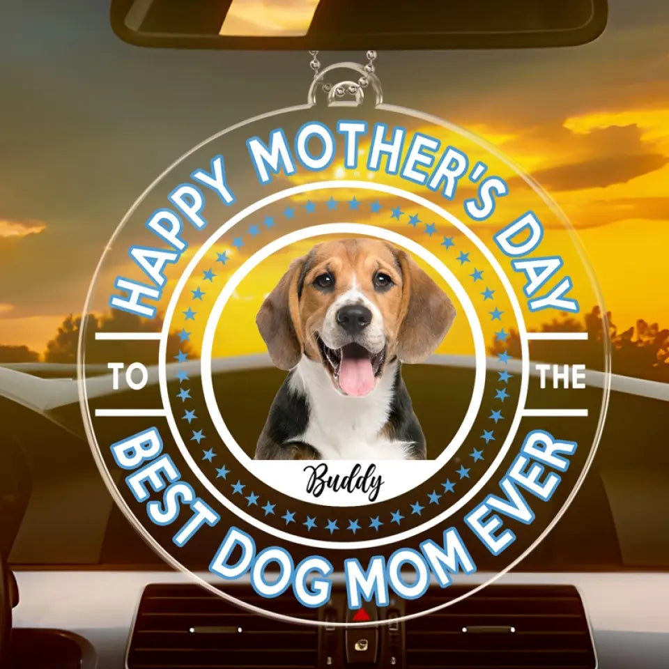 Photo personnalisée « Meilleure maman de chien » - Décoration de voiture personnalisée pour chien et chat - Acrylique en forme personnalisée - Cadeau pour la fête des mères, pour les propriétaires d'animaux et les amoureux des animaux