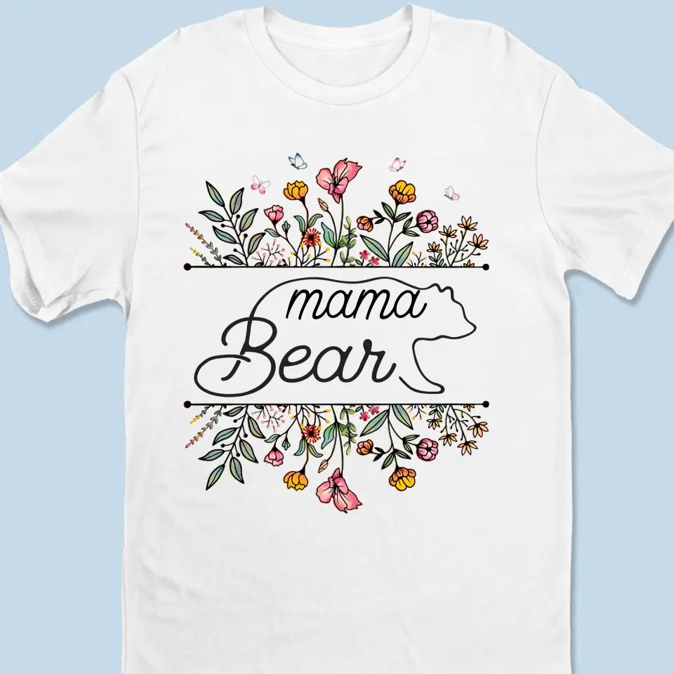 Maman Ours Fleurs - T-shirt unisexe personnalisé, sweat à capuche, sweat-shirt - Fête des Mères, cadeau pour maman, grand-mère