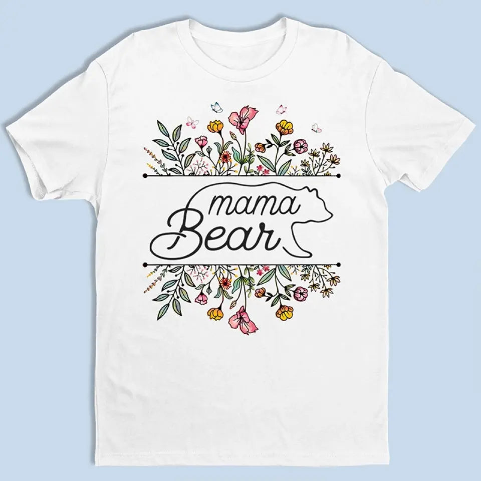 Maman Ours Fleurs - T-shirt unisexe personnalisé, sweat à capuche, sweat-shirt - Fête des Mères, cadeau pour maman, grand-mère