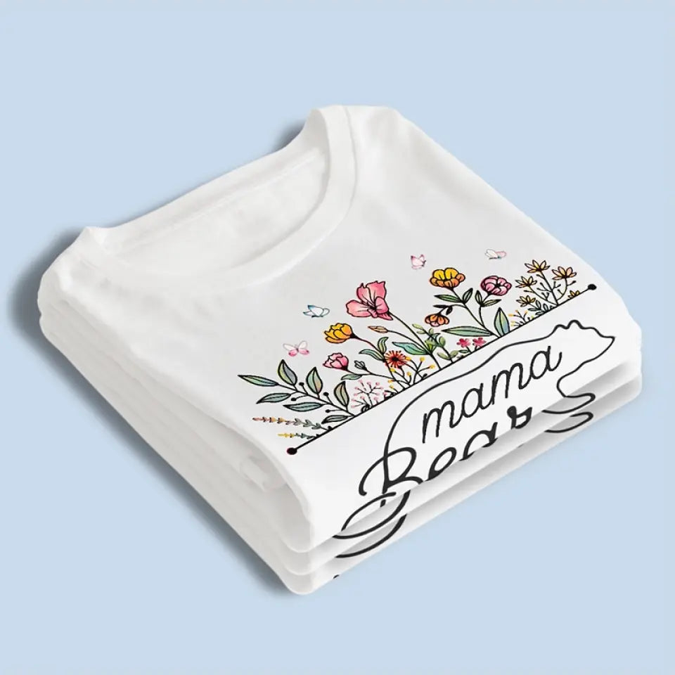Maman Ours Fleurs - T-shirt unisexe personnalisé, sweat à capuche, sweat-shirt - Fête des Mères, cadeau pour maman, grand-mère