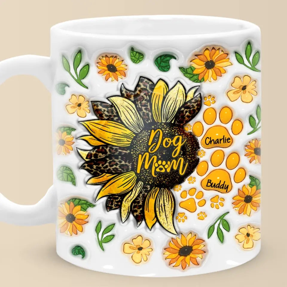 Votre amour brille comme un tournesol - Mug personnalisé effet gonflé 3D pour chien et chat - Fête des Mères, cadeau pour les propriétaires d'animaux et les amoureux des animaux