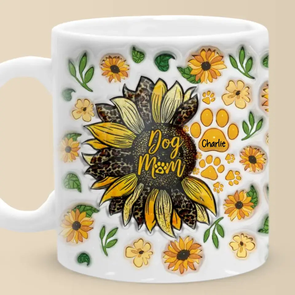 Votre amour brille comme un tournesol - Mug personnalisé effet gonflé 3D pour chien et chat - Fête des Mères, cadeau pour les propriétaires d'animaux et les amoureux des animaux