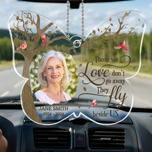 Photo personnalisée à jamais présente dans nos cœurs - Ornement de voiture personnalisé commémoratif personnalisé - Forme personnalisée en acrylique - Cadeau de condoléances pour les membres de la famille