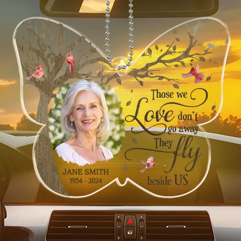 Photo personnalisée à jamais présente dans nos cœurs - Ornement de voiture personnalisé commémoratif personnalisé - Forme personnalisée en acrylique - Cadeau de condoléances pour les membres de la famille