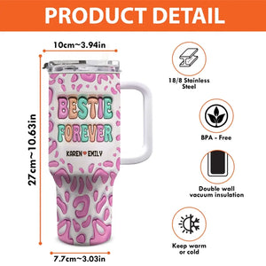 Meilleurs amis pour les meilleurs amis - Gobelet personnalisé en acier inoxydable avec poignée, effet gonflé 3D, imprimé, 1 133 ml - Cadeau pour les meilleures amies, les meilleures amies et les sœurs