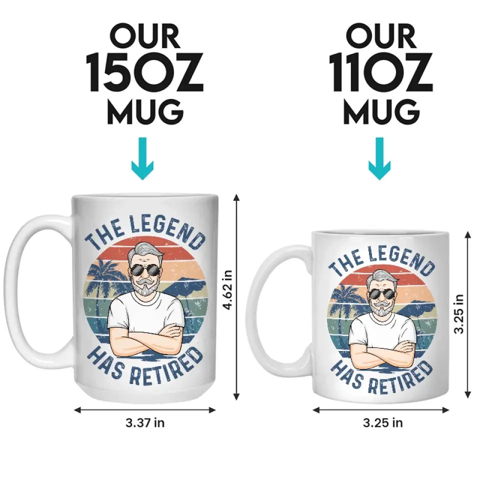 La légende a pris sa retraite - Mug personnalisé - Cadeau de remerciement et de départ à la retraite pour collègues, collègues de travail, etc.