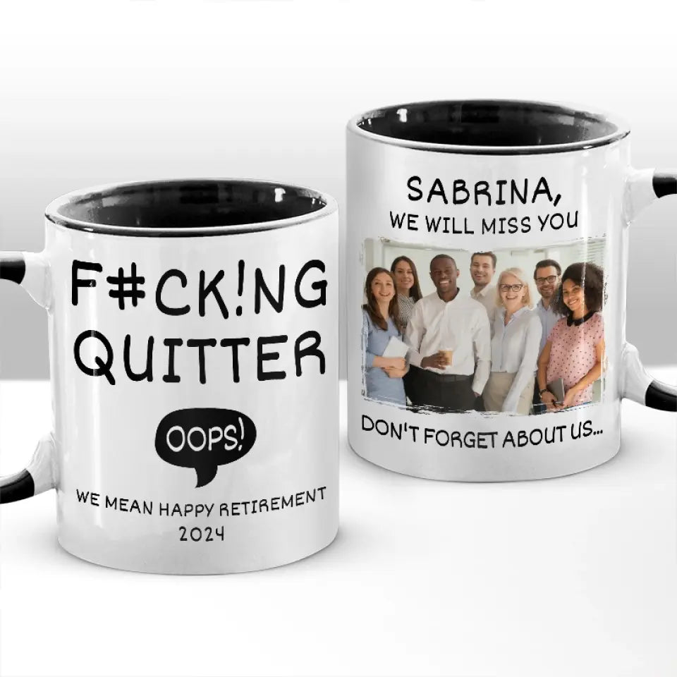 Tasse personnalisée avec photo « Nous voulons une retraite heureuse » pour collègue – Cadeau de remerciement et de retraite pour collègues, collègues de travail, collègues