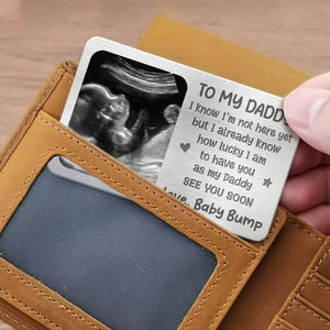 Carte portefeuille personnalisée en aluminium avec photo pour papa pour la première fois, à emporter avec vous ! Cadeau pour la fête des pères et un anniversaire.
