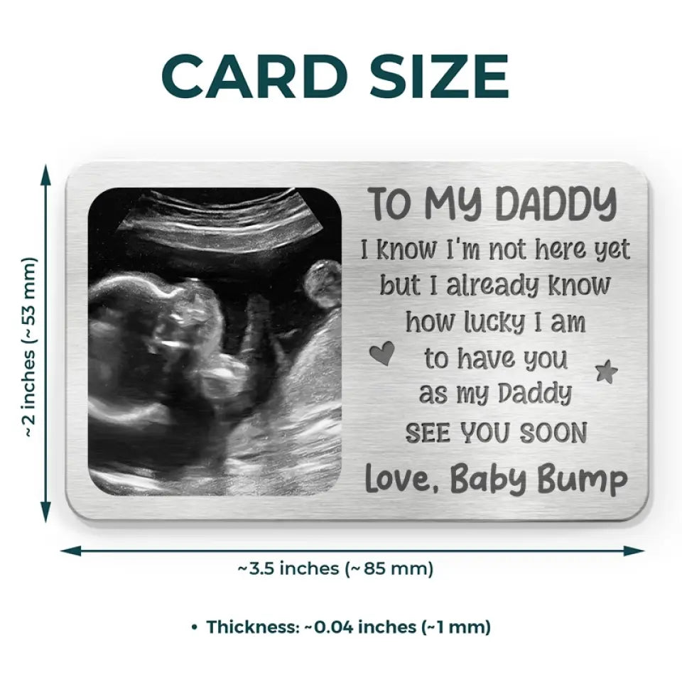 Carte portefeuille personnalisée en aluminium avec photo pour papa pour la première fois, à emporter avec vous ! Cadeau pour la fête des pères et un anniversaire.