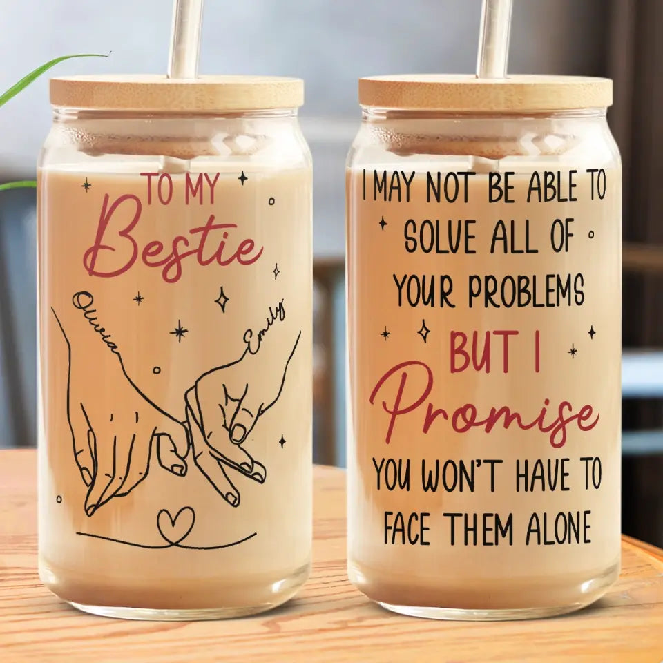 Notre amitié est infinie - Tasse en verre personnalisée pour meilleure amie, tasse à café glacé - Cadeau pour meilleures amies, meilleures amies, sœurs
