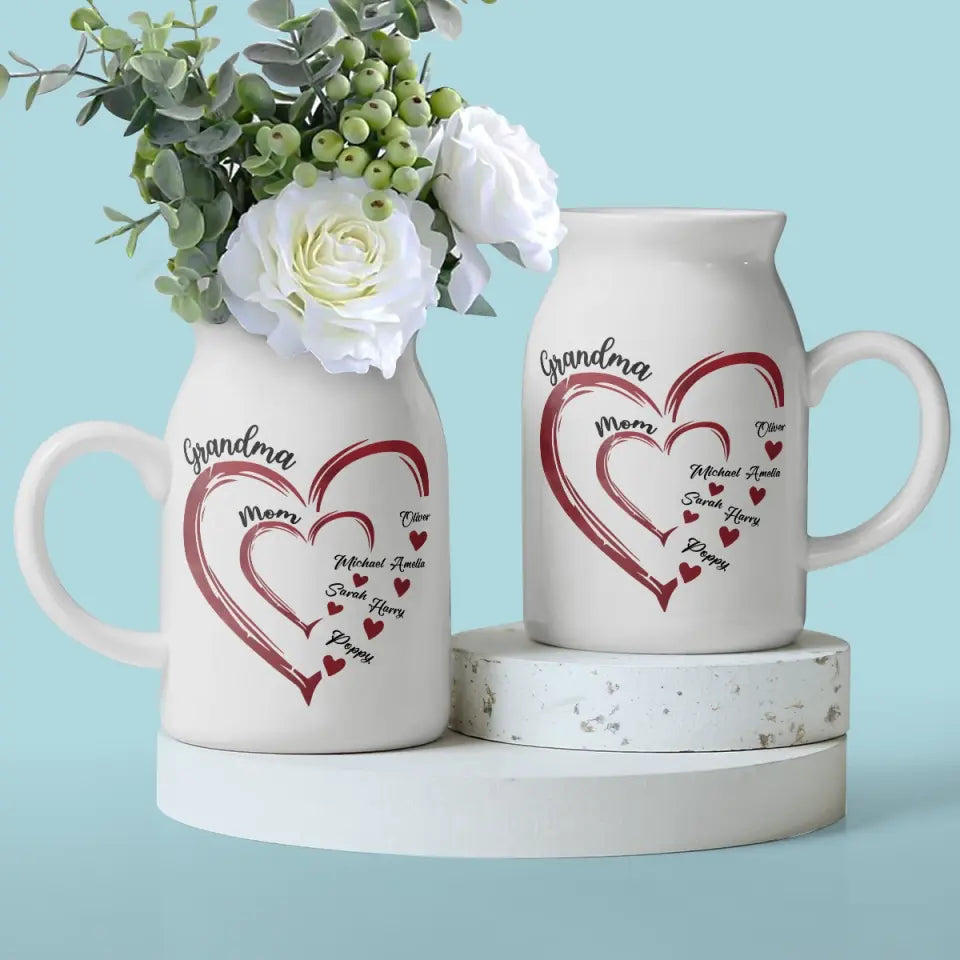 L'étonnant voyage de l'amour maternel - Vase à fleurs personnalisé pour la décoration intérieure - Cadeau de fête des mères, de pendaison de crémaillère pour maman et grand-mère