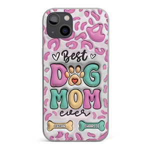 Meilleure maman de chien au monde - Coque de téléphone transparente personnalisée avec effet gonflable 3D - Cadeau pour propriétaires et amoureux des animaux
