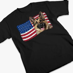 T-shirt, sweat à capuche et sweat-shirt unisexe personnalisé avec photo du drapeau américain pour chien et chat – Cadeau pour propriétaires et amoureux des animaux