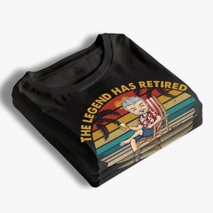 La légende a pris sa retraite - T-shirt unisexe personnalisé, sweat à capuche, sweat-shirt - Cadeau d'appréciation et de départ à la retraite pour collègues, amis de travail, collègues