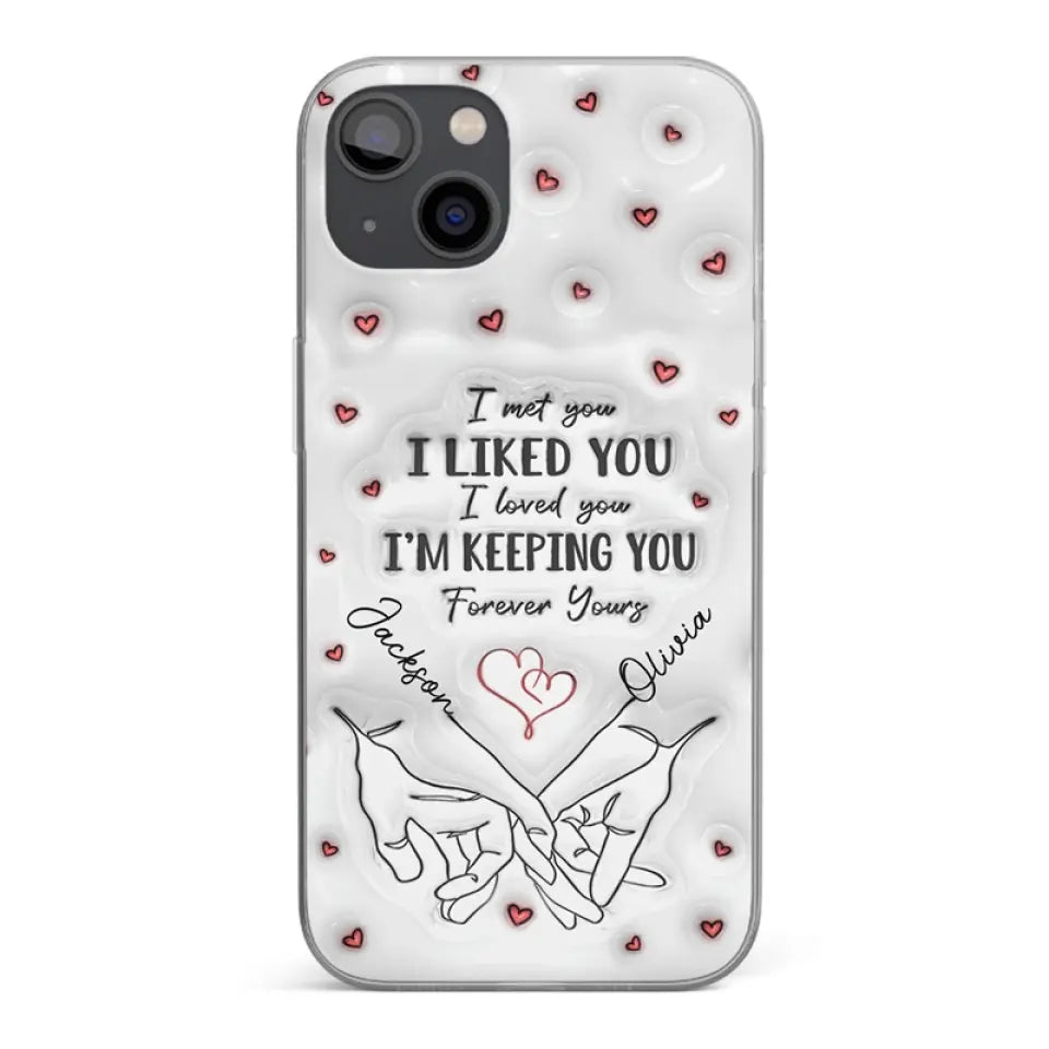 De notre premier baiser jusqu'à notre dernier souffle - Coque de téléphone transparente personnalisée avec effet gonflé en 3D - Cadeau pour mari et femme, anniversaire
