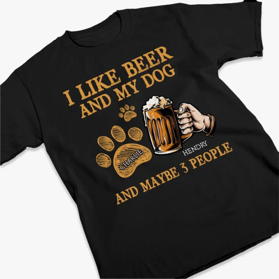 Bière et chien - T-shirt unisexe personnalisé, sweat à capuche, sweat-shirt - Fête des pères, cadeau pour les propriétaires d'animaux et les amoureux des animaux